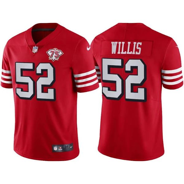 Men San Francisco 49ers #52 Patrick Willis Red 75th Anniversary Throwback Limited NFL Jersey